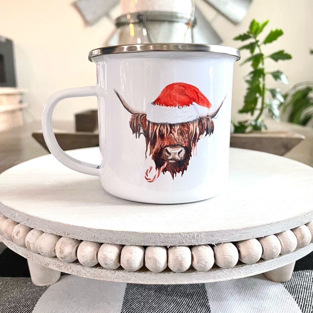 Highland Cow Christmas Campfire Mug